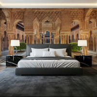 Marble column architecture wallpaper for walls inside historic patio.