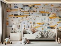 Orange rooftops classic Andalusian Village wall decor mural.