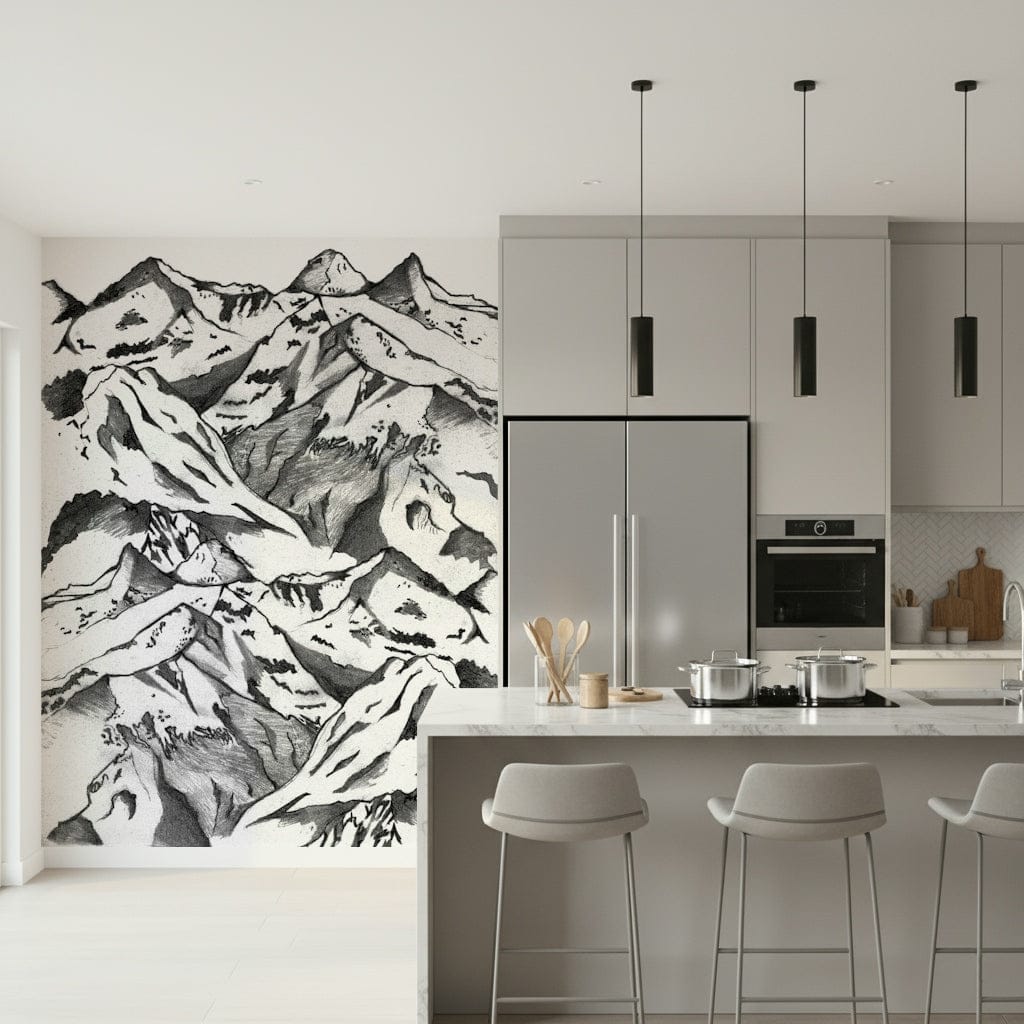 A contemplative dramatic vista wallpaper mural for a feature wall.

