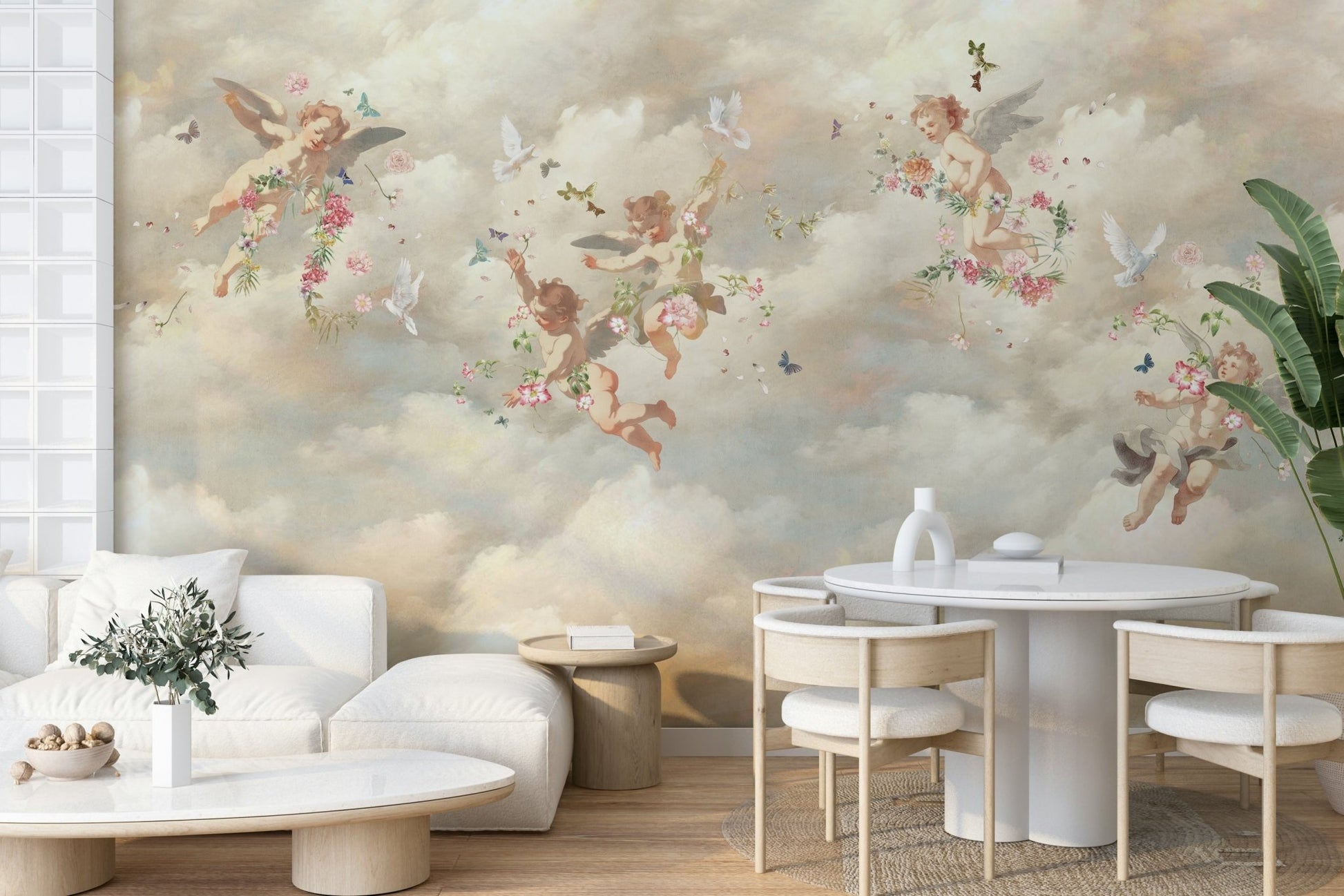 Soothing cloud mural for interiors

