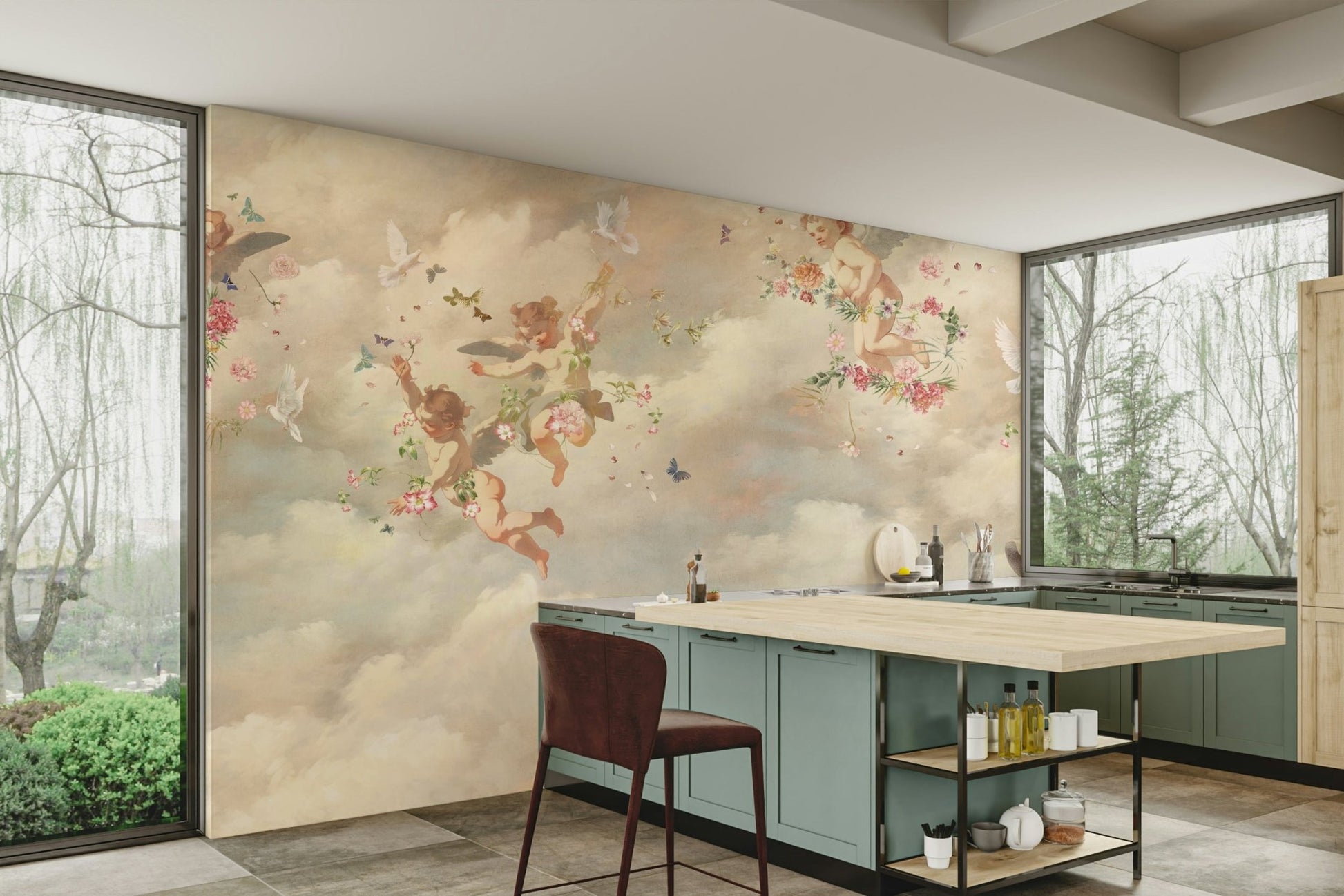 Romantic clouds mural wallpaper

