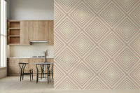 Muted pink and cream colors define Angled Stripes for walls.