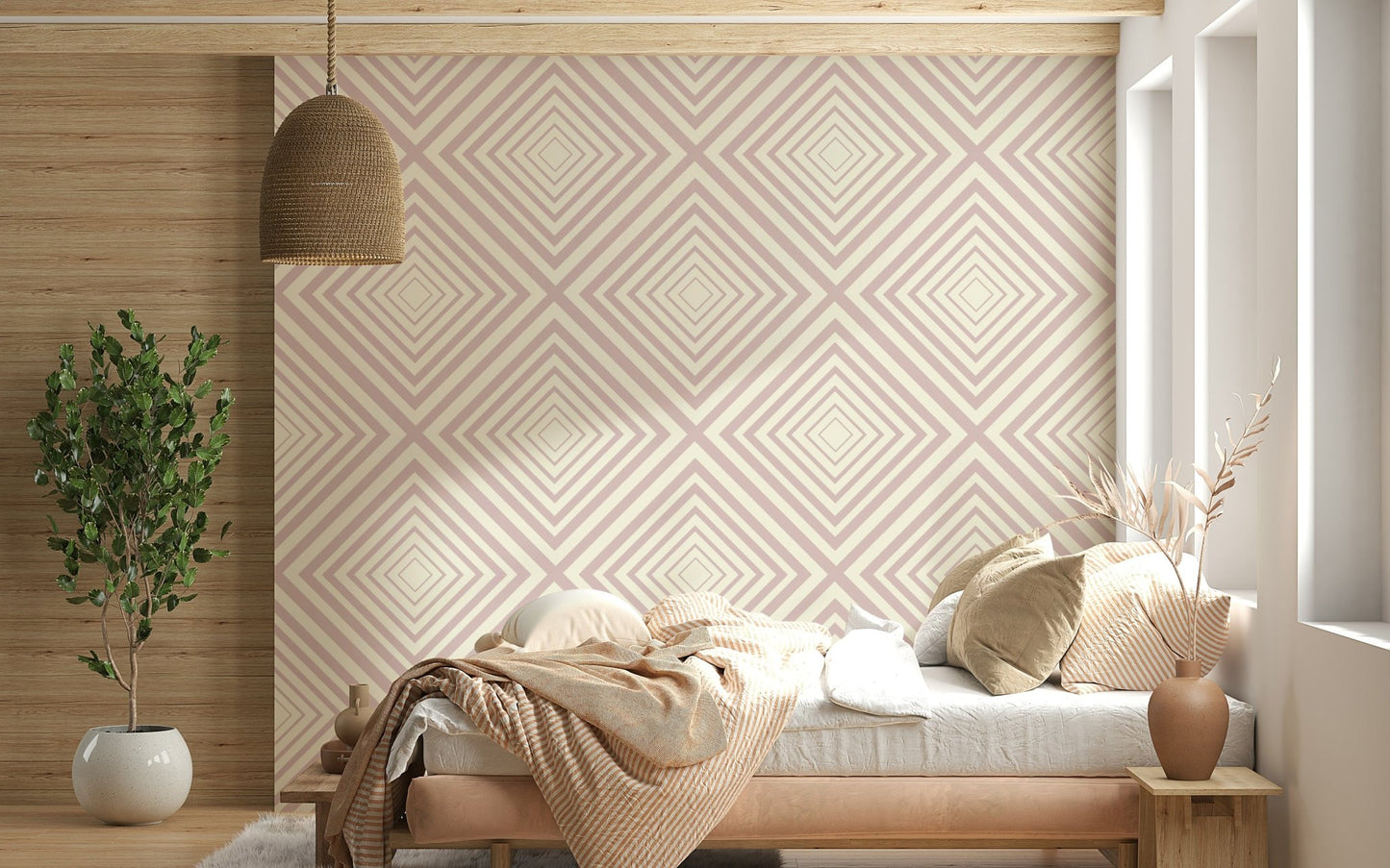 Layered V-shapes give movement to Angled Stripes pattern.