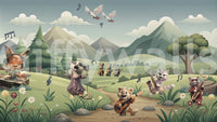 The style is a soft-focus illustration or a painterly design.

