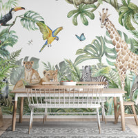 Tropical Forest Wallpaper with Bright Green Leaves Design
