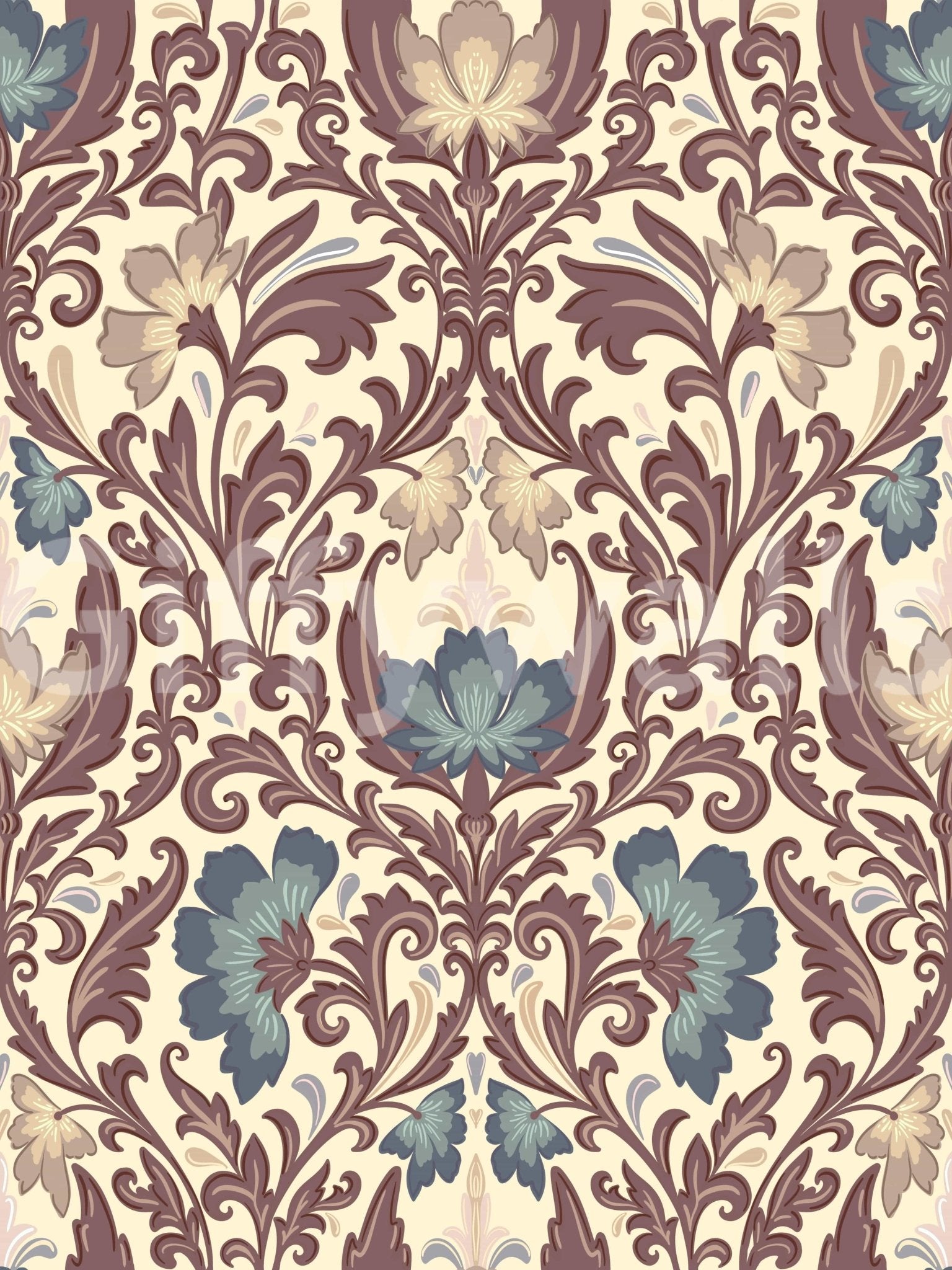 Victorian Antique Floral Flourish wall art sophisticated pattern.
