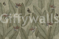 Artistic drawn butterflies on Jungle Life Antique wallpaper.