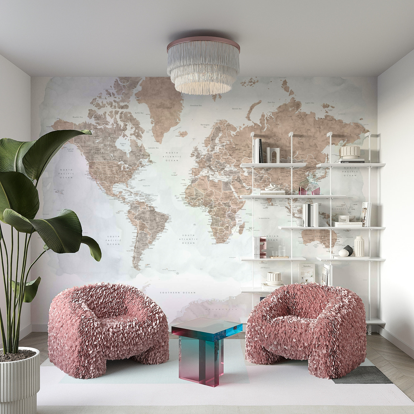 Antique World Map Watercolor Wallpaper