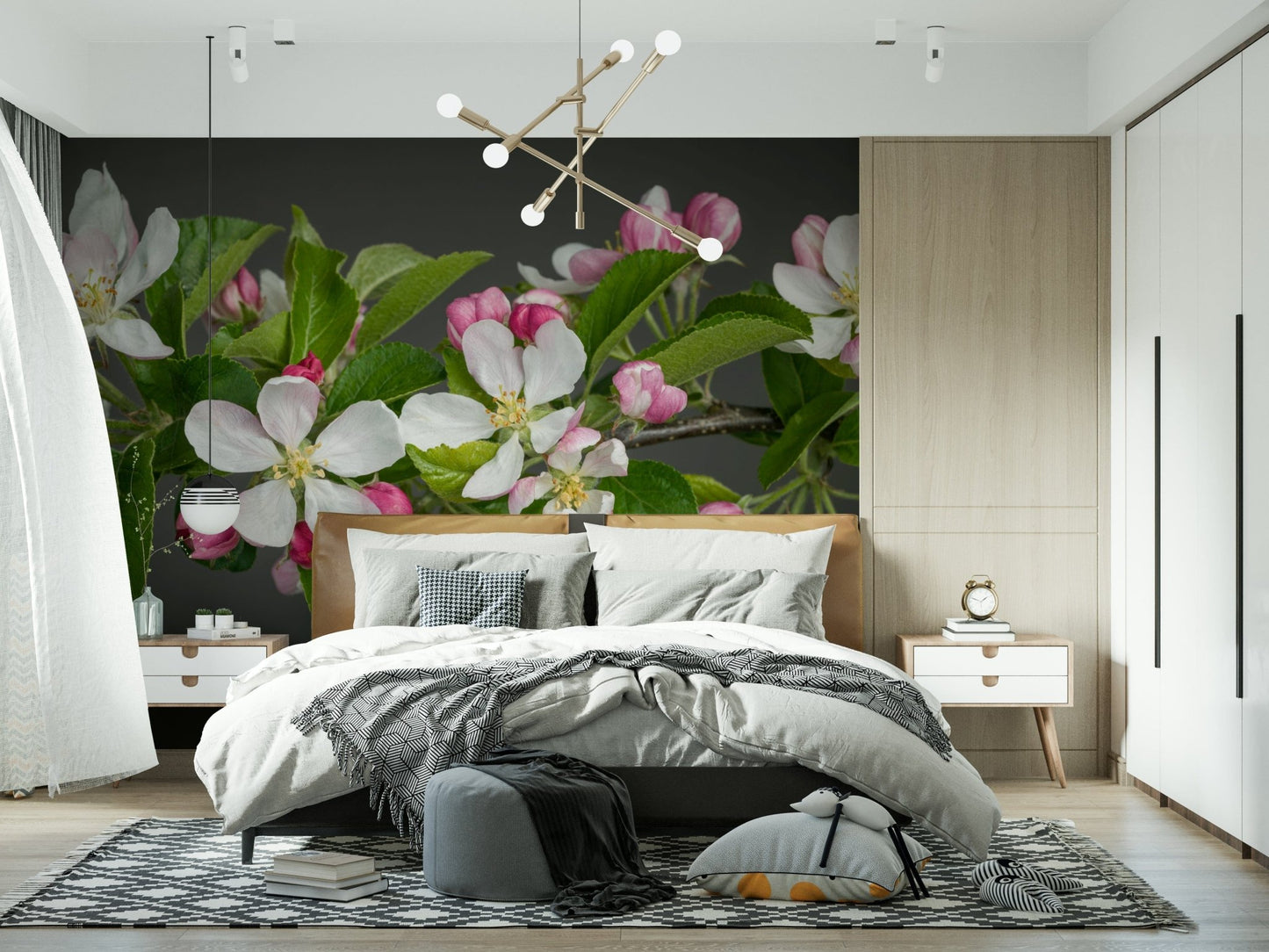 Photographic Apple Blossom Charm blossoms, a serene peel and stick.