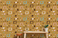 Yellow-themed mid mod design for wall murals
