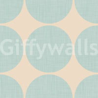 Graphic wallpaper design showcasing large aqua spheres in a structured grid layout