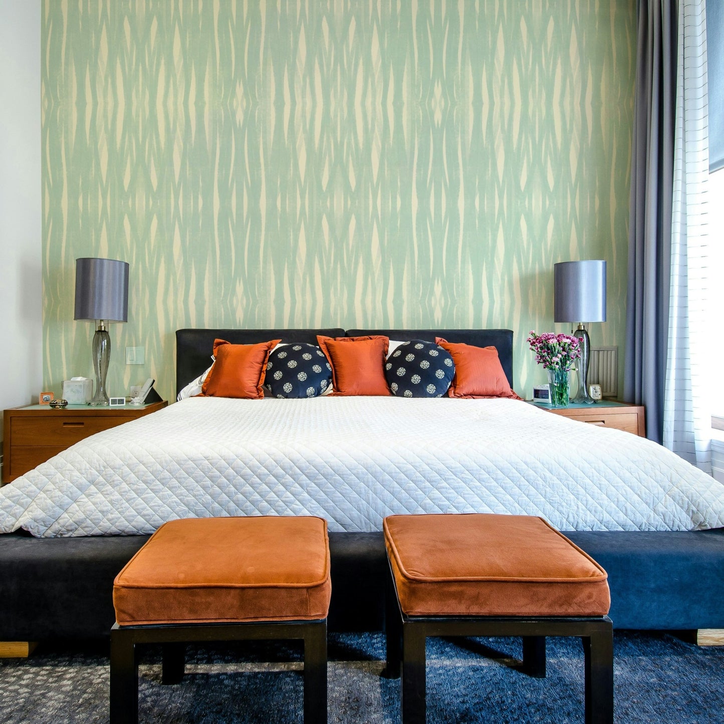 Peel-and-stick Aqua Flow wallpaper for peaceful rooms

