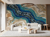 Office room geode flow wall mural with crystal texture design