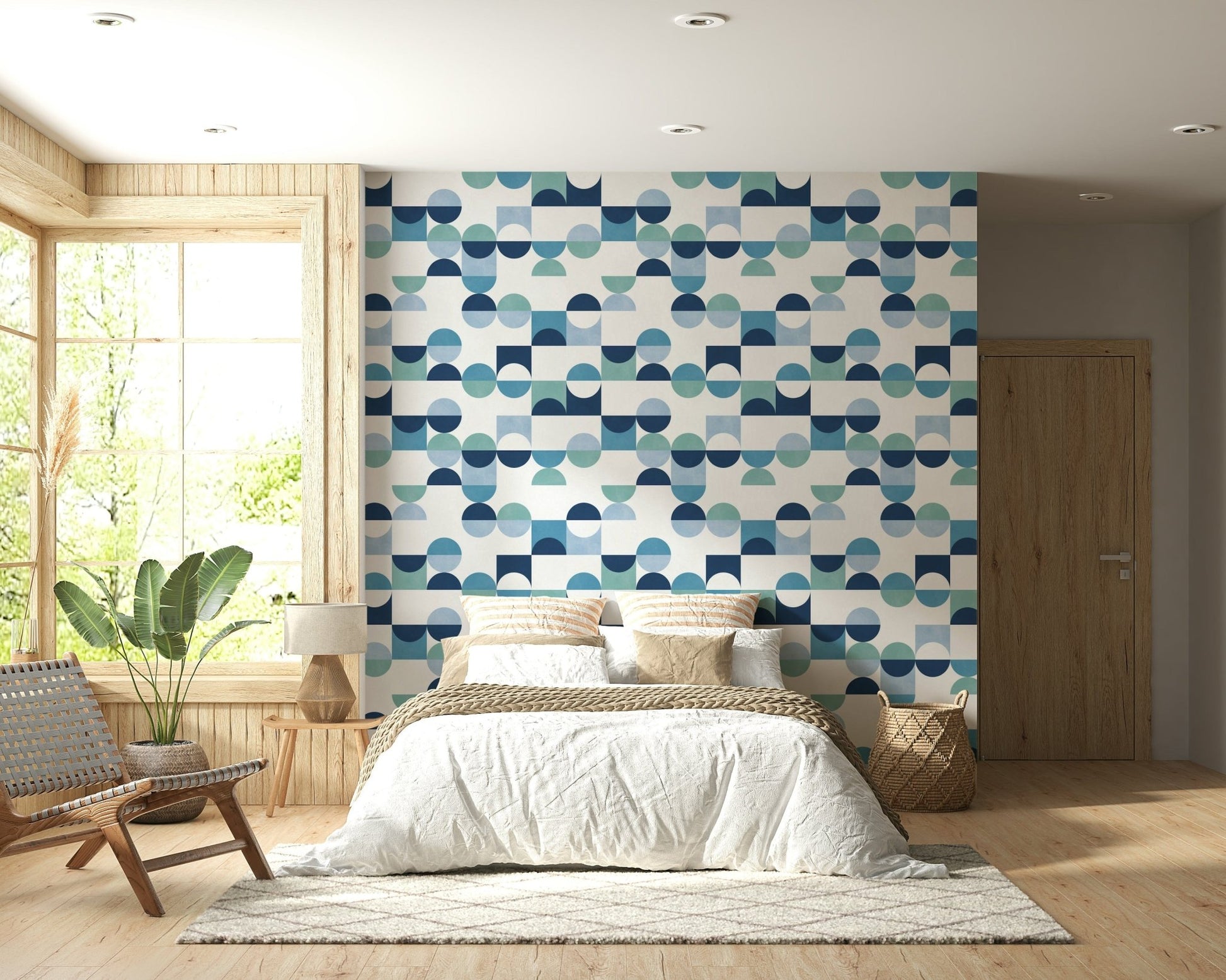Wall mural Aqua Harmony, clean white space, refreshing segments.
