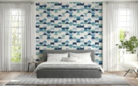 Vibrant blue wallpaper, Aqua Harmony, distinct modern wall mural.