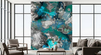 Artistic Aqua Mundi wall mural printed on matte finish material