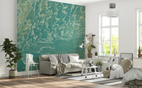 Wavy aqua texture wall mural with shimmering detail