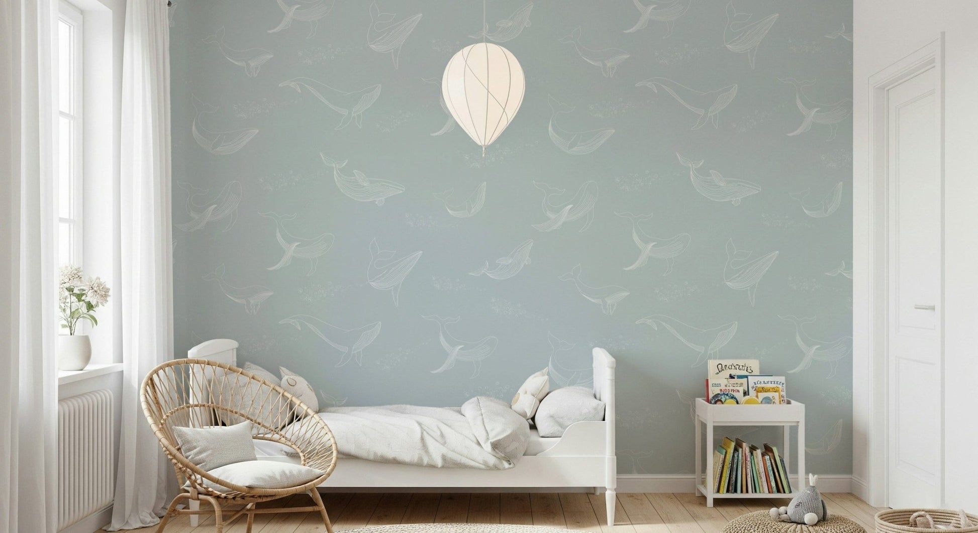 Blue ocean wall decor for a child’s bedroom nursery theme.