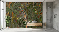 Arboreal Reverie Jungle Palm Grove Tropical Abstract Wall Mural