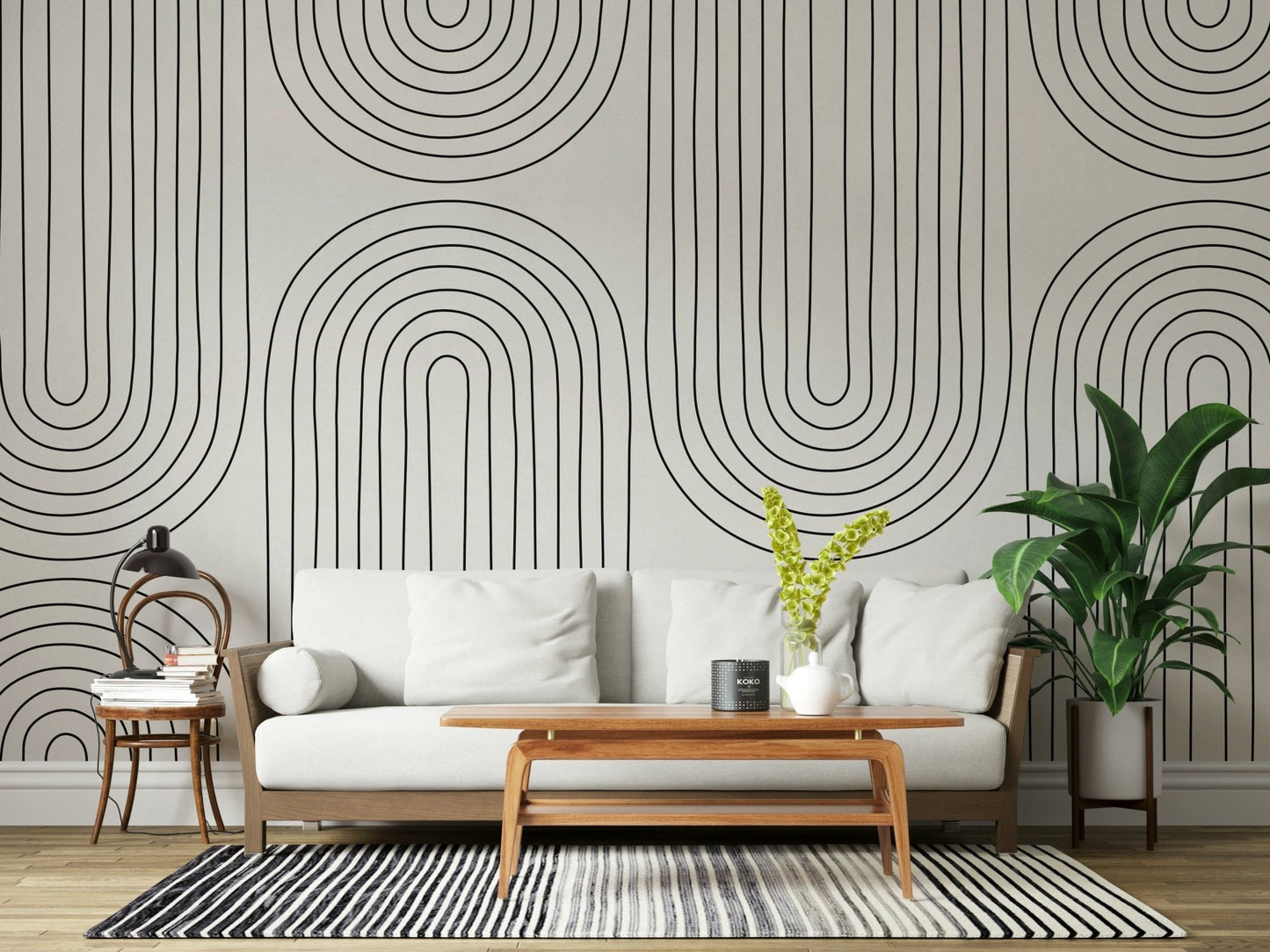 Monochrome Arched Simplicity wall mural. Crisp repeat motif on light ground. Amazing look.