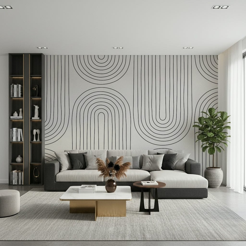 Arched Simplicity abstract wall paper. Simple graphic print for feature wall solution.
