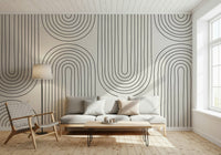 Arched Simplicity minimalist wall mural. Black white clean geometric wallpaper design.