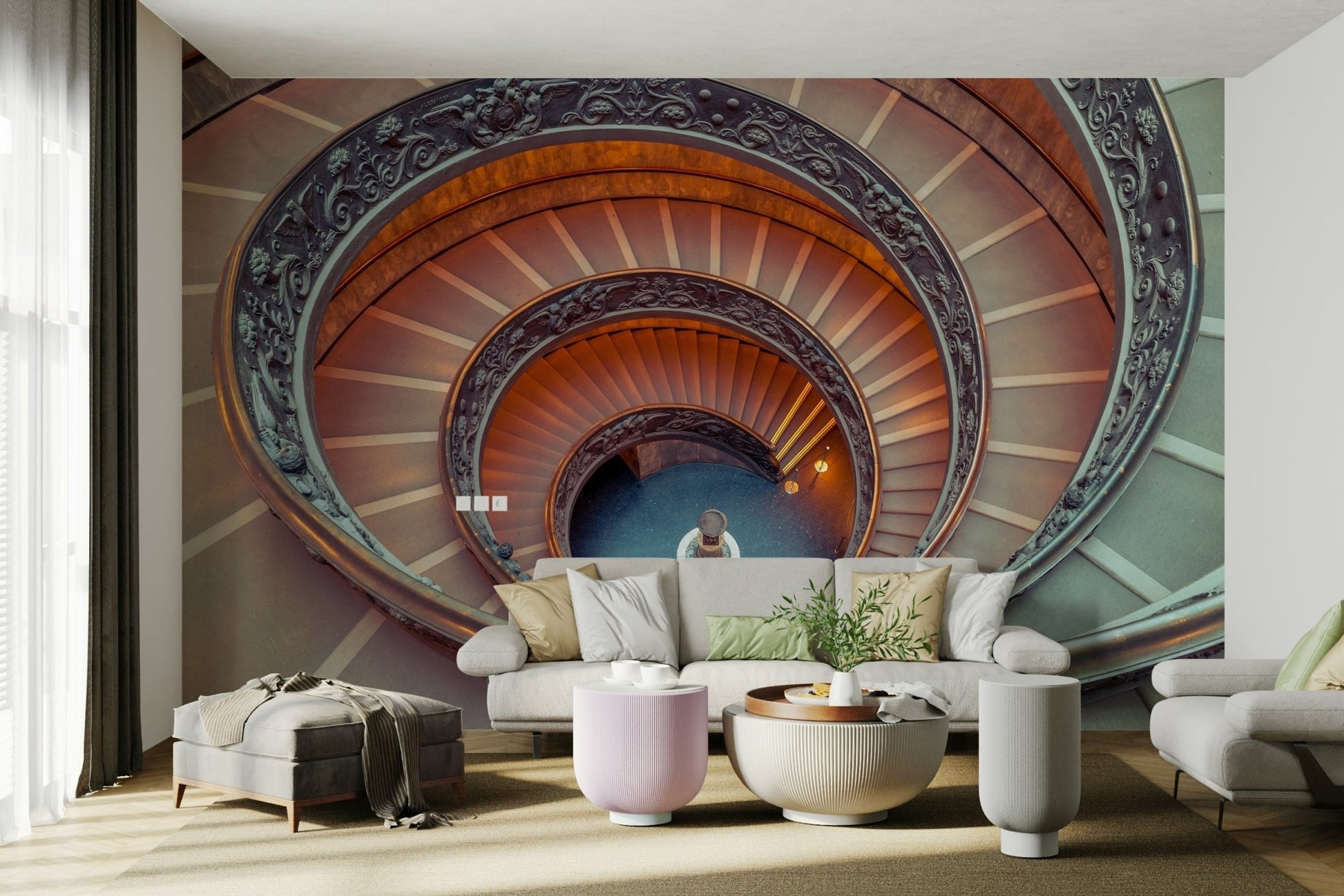 Neutral tone architectural wallpaper

