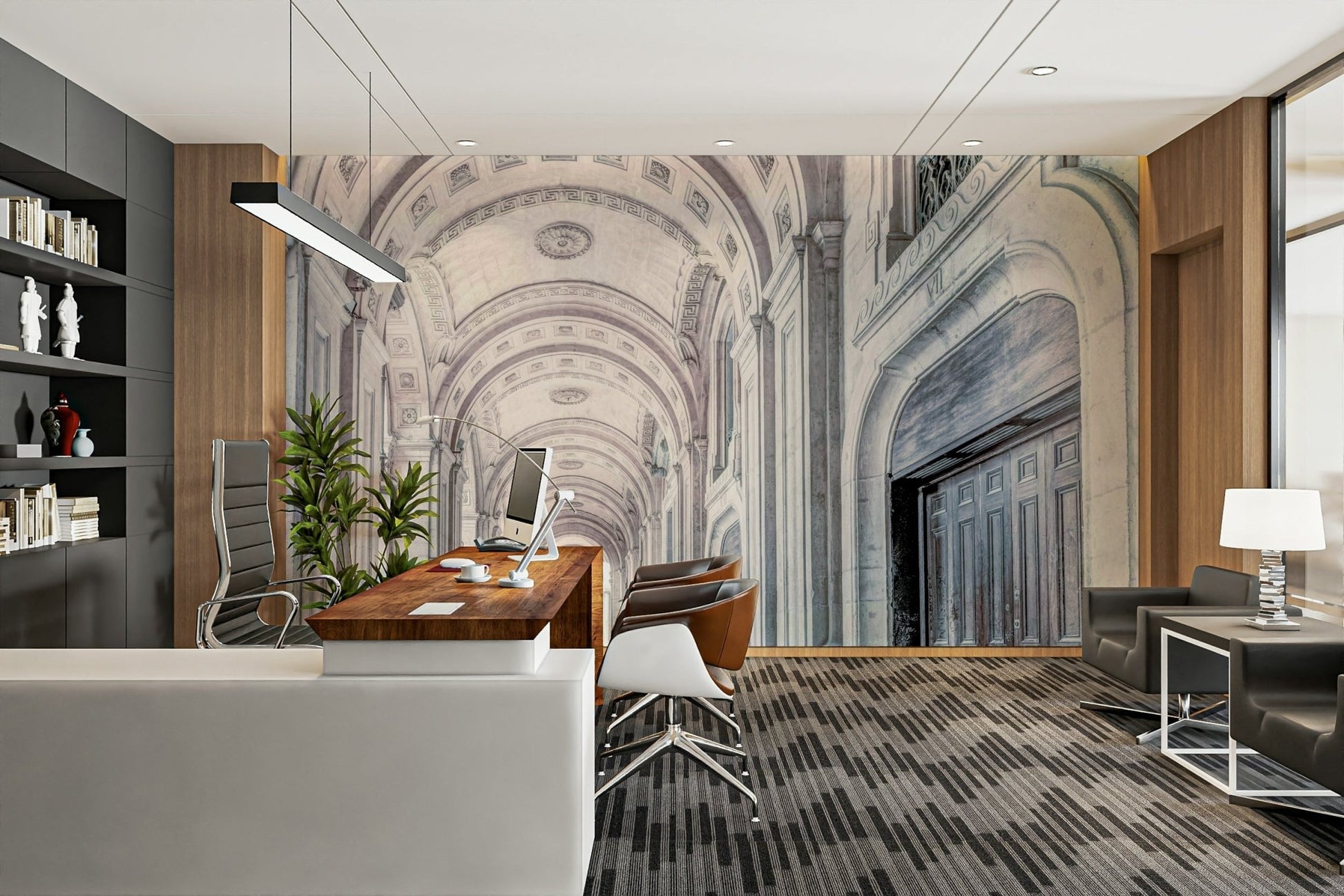 Mural wallpaper with historical architectural charm

