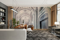 Mural wallpaper with historical architectural charm

