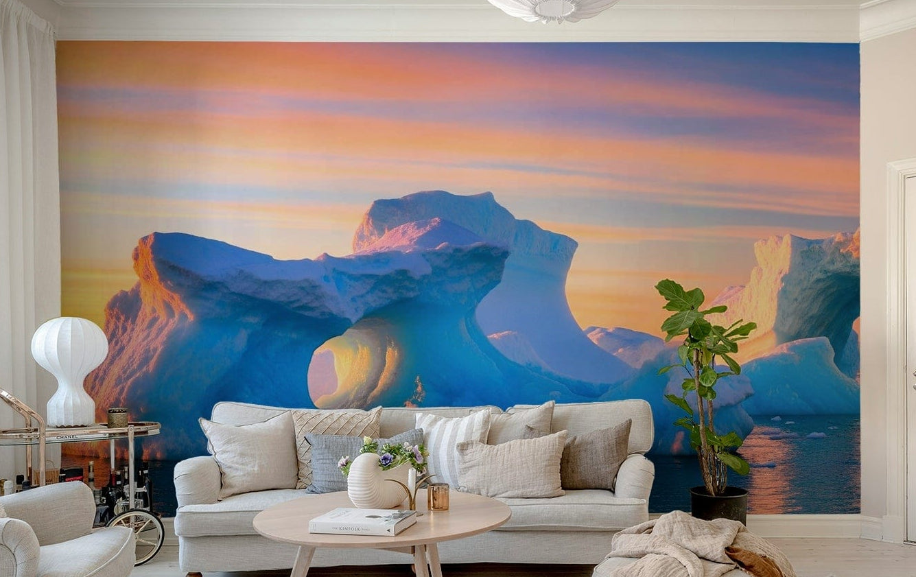Mural wallpaper of an arctic dawn design

