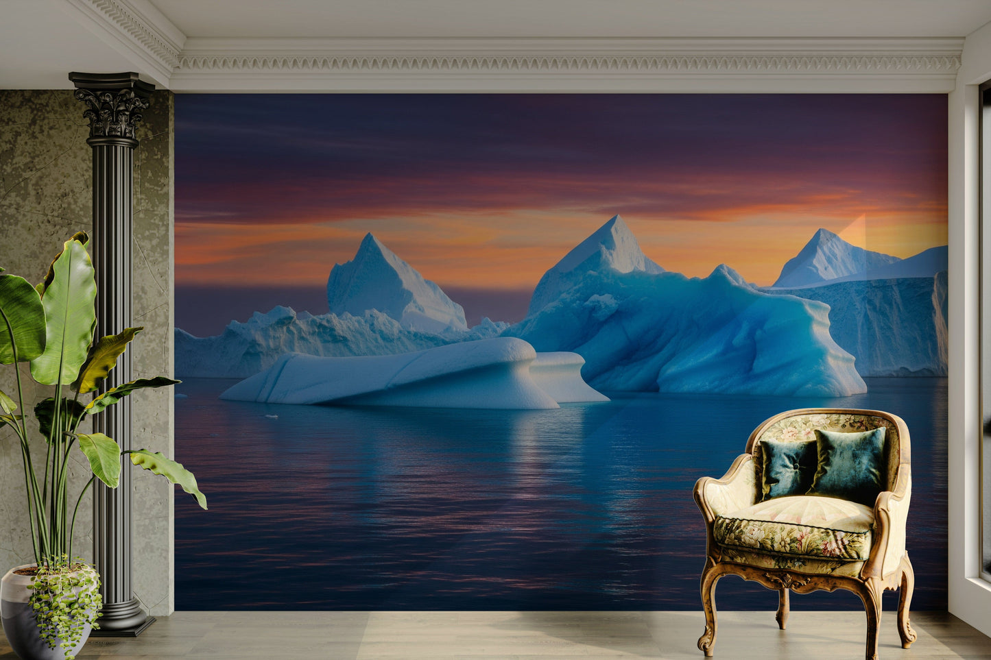 Wall decor showing a tranquil twilight view

