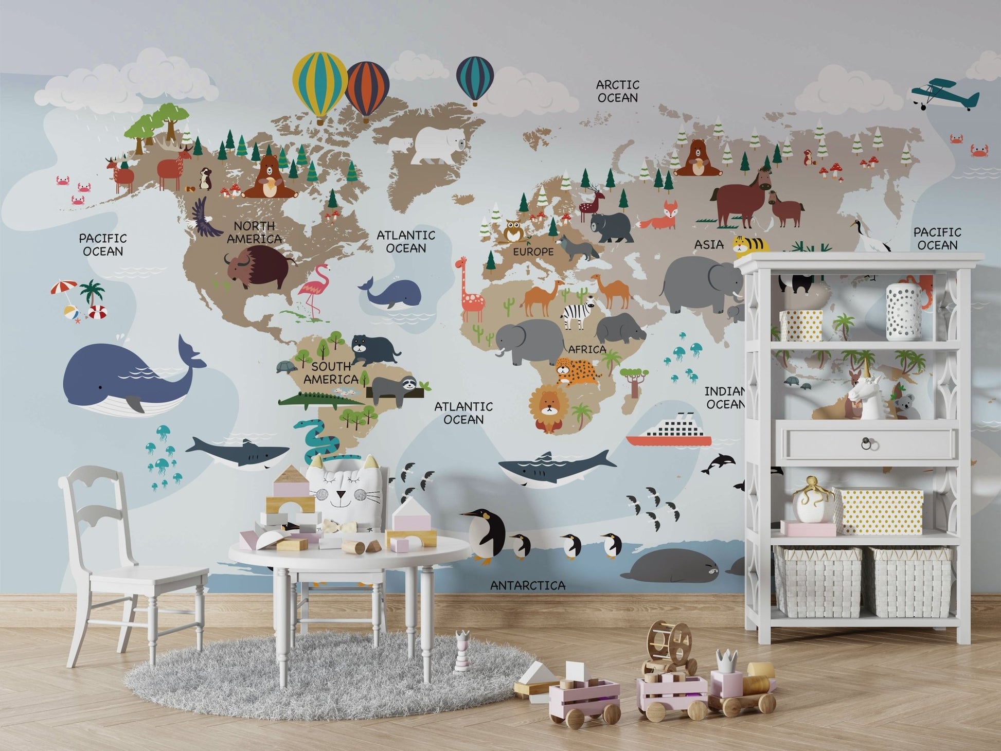 Animals by continent mural wallpaper

