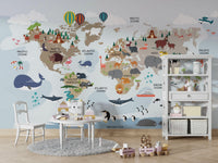 Animals by continent mural wallpaper


