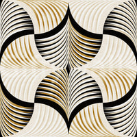 Art Deco Botanical Palm Fan Gold and Black wallpaper close-up showing the gold and black palm fan pattern