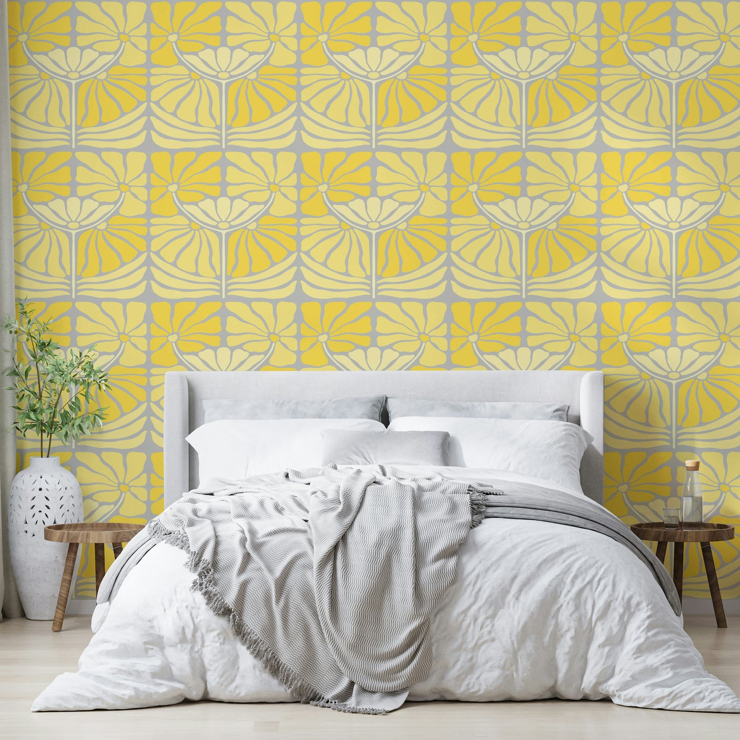 Contemporary floral wallpaper with retro glam