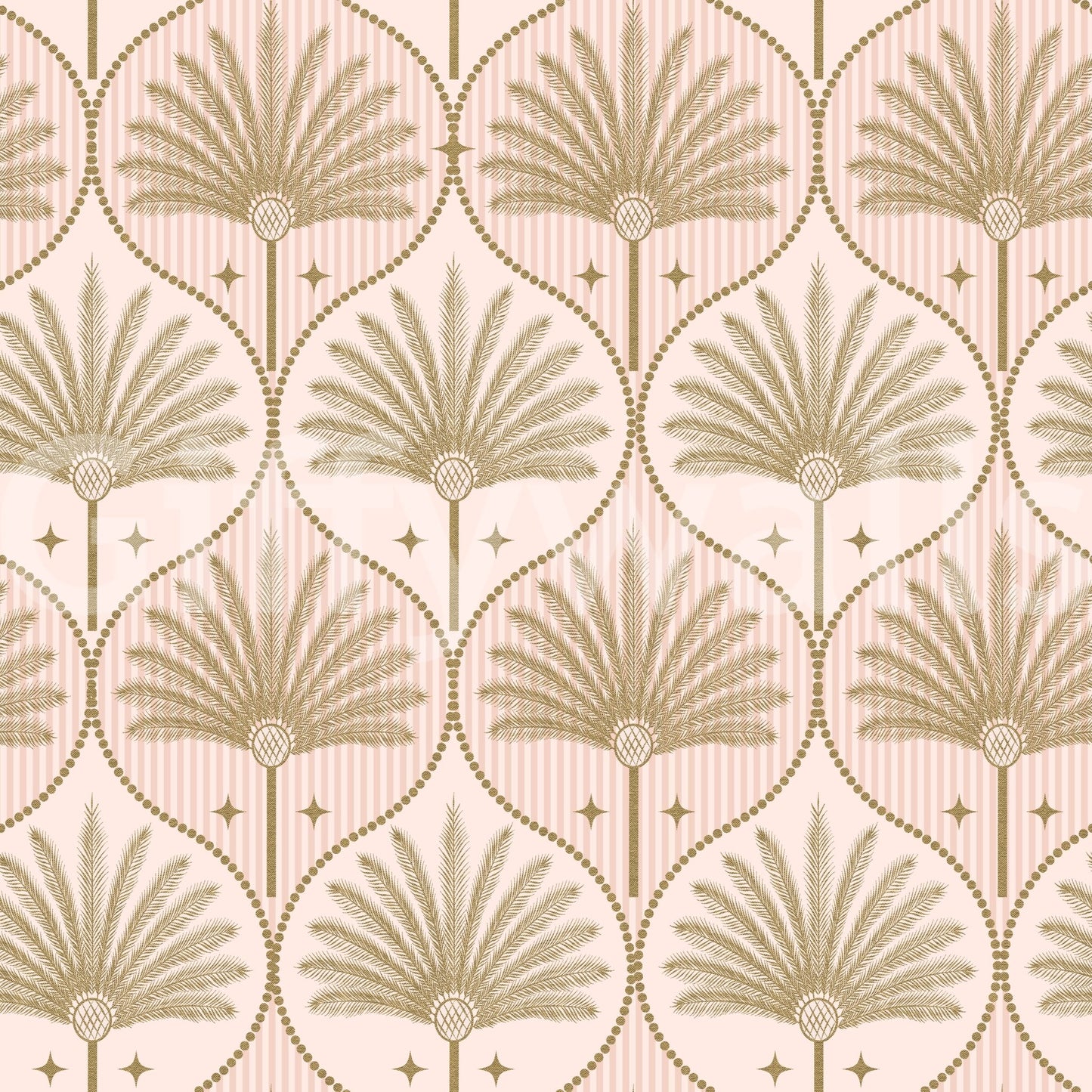Palm tree mural with structured stripe layout
