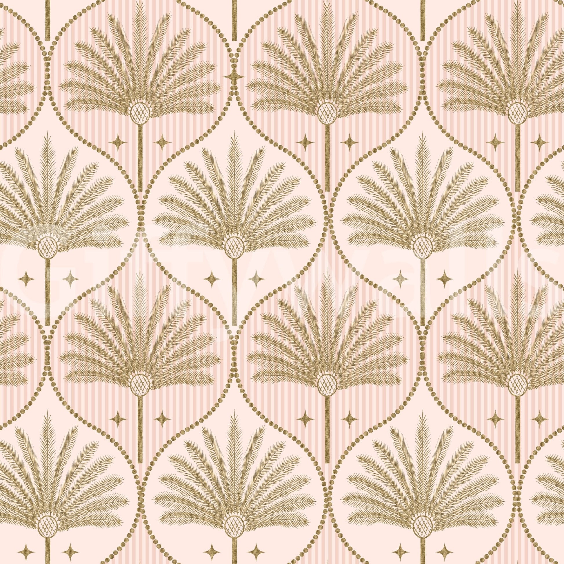 Palm tree mural with structured stripe layout
