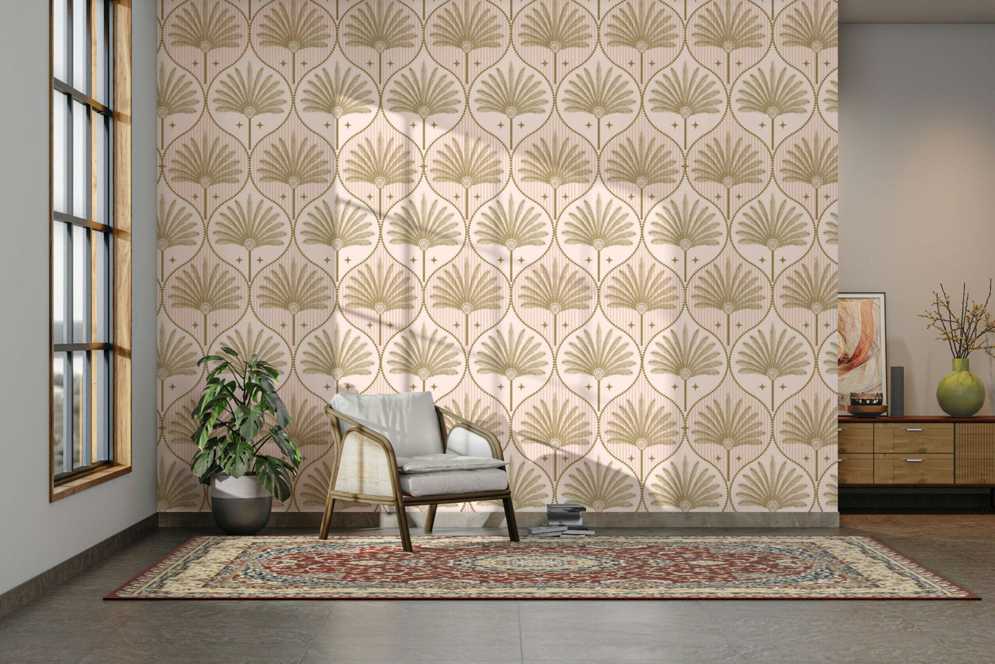 Retro-style palm tree wall mural
