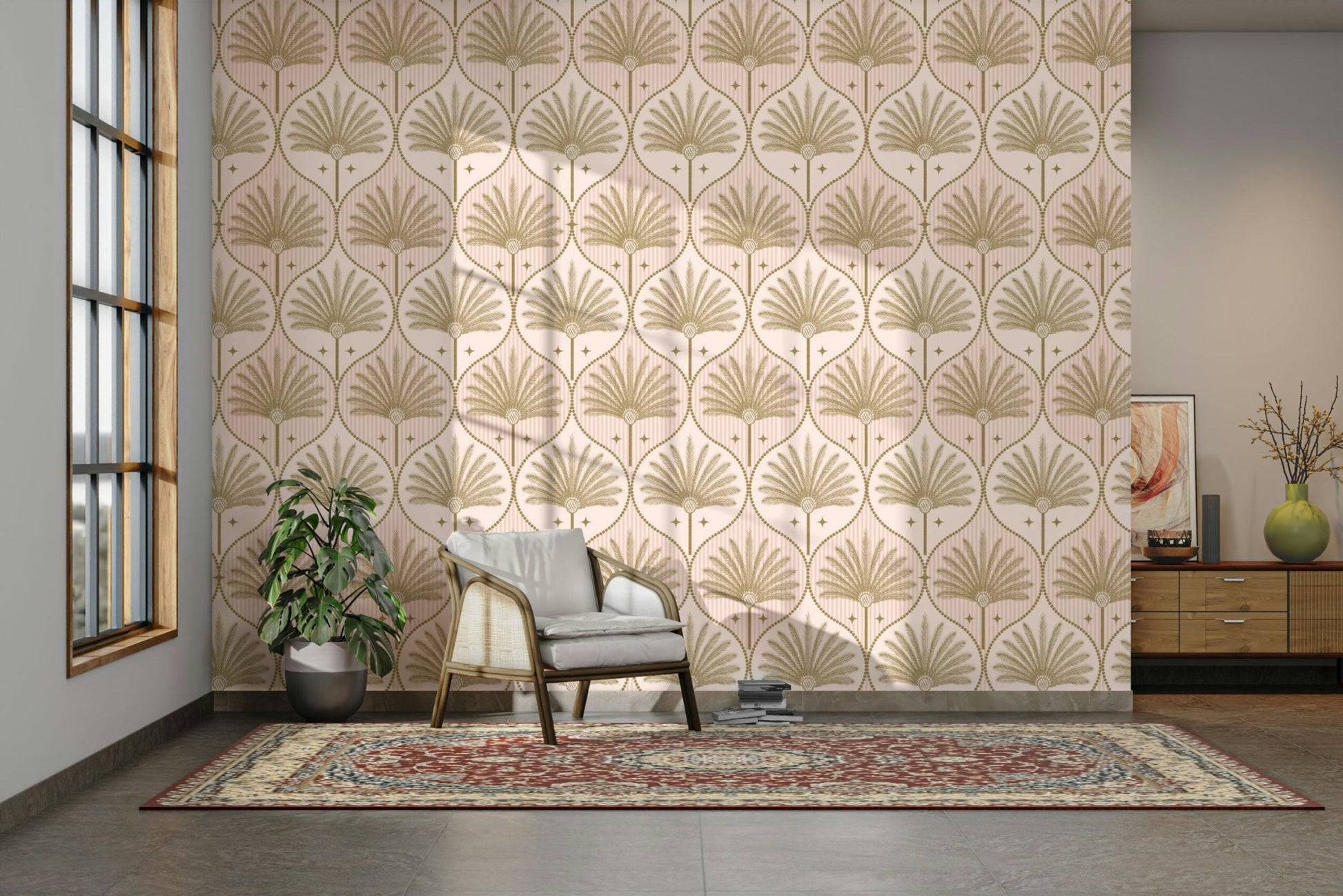 Retro-style palm tree wall mural

