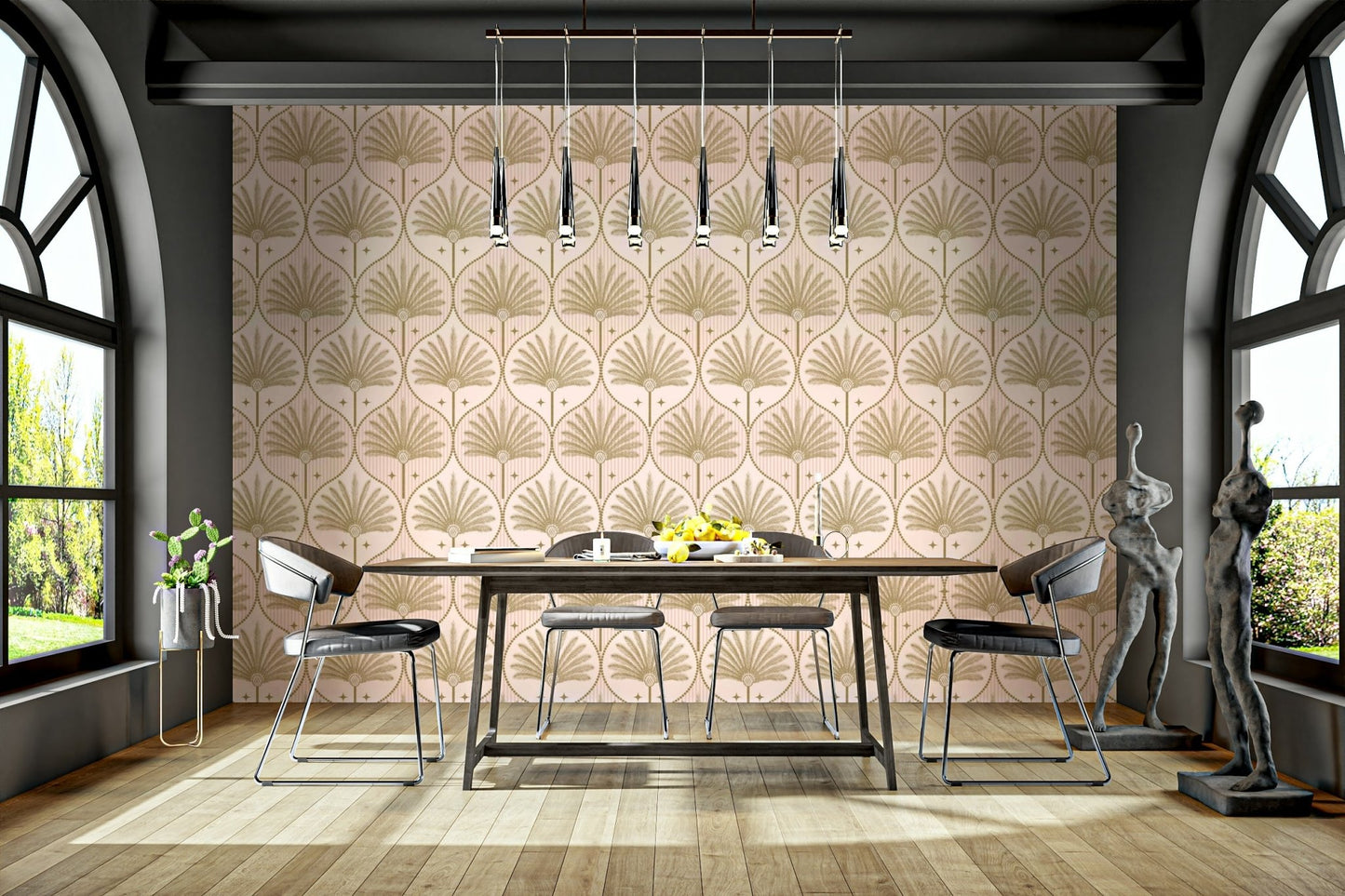 Wallpaper for walls with palm tree motifs
