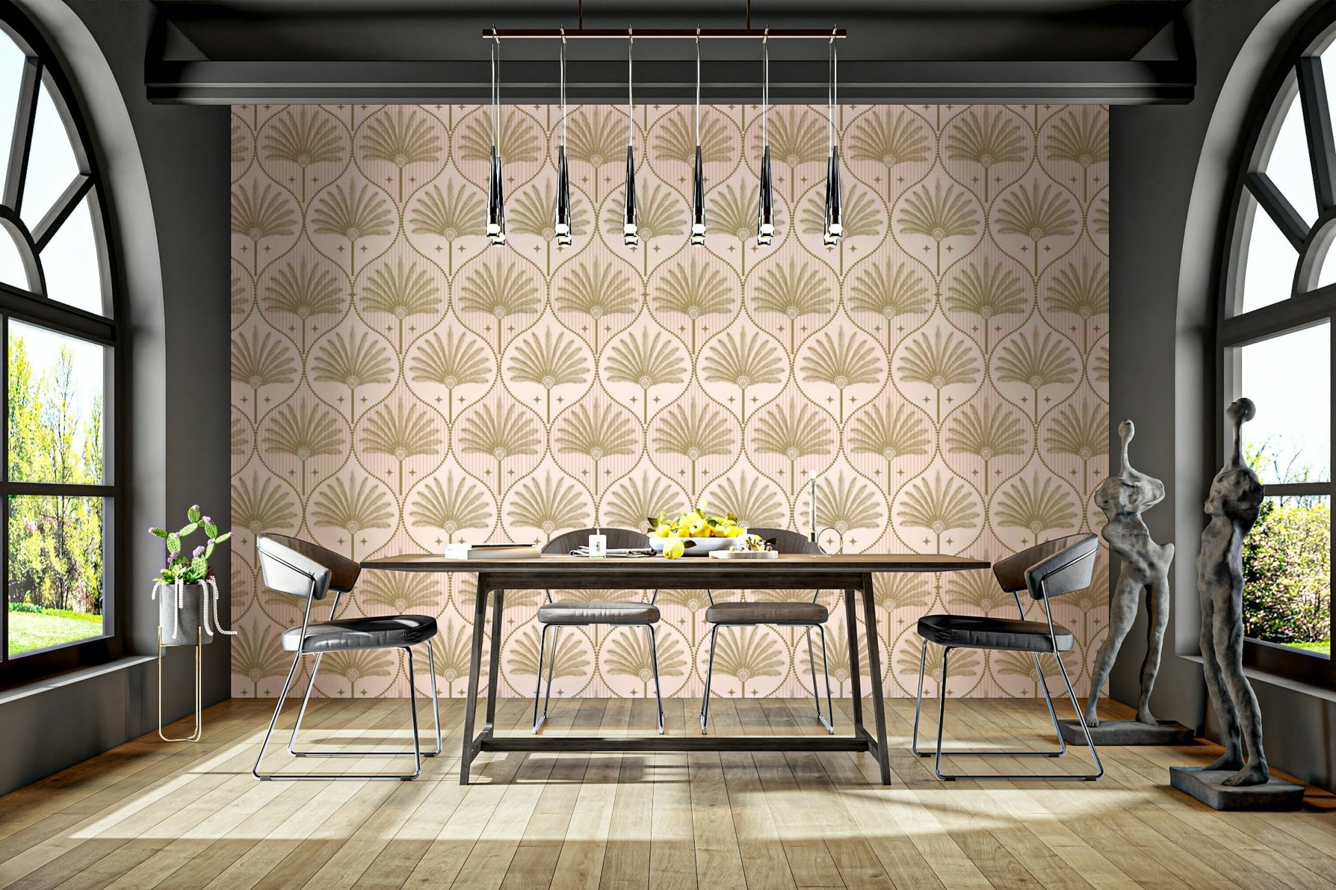 Wallpaper for walls with palm tree motifs
