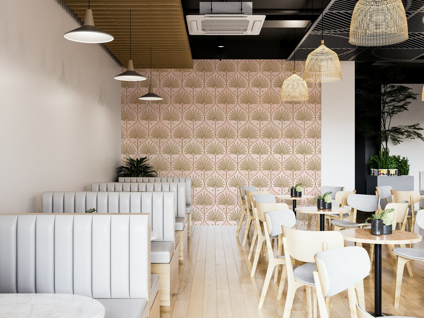Palm mural for dressing room or lounge
