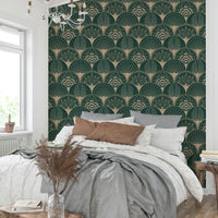 Structured gold fan mural

