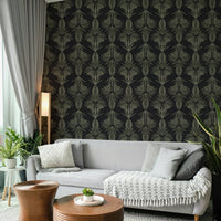 A contemplative elegant leaf wallpaper mural for a feature wall.

