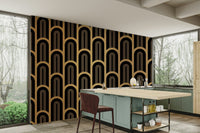 Art Deco columns mural with rich contrast and luxury appeal.

