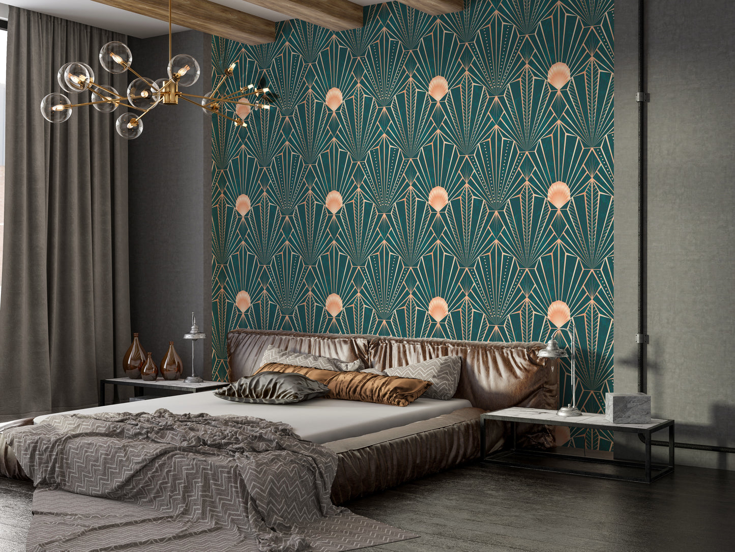 Art Deco Teal & Rose Gold Geometric - The New Twenties