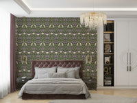 Ornamental floral wallpaper with graceful lines

