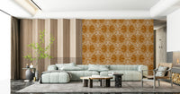 Intricate dotted detail orange ivory peel and stick wallpaper classic look.