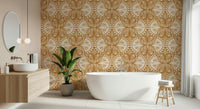 Stylish Burnt Orange butterfly motif Art Nouveau wall covering accent.