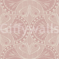 Moth and bloom repeat design Art Nouveau peel and stick wallpaper.
